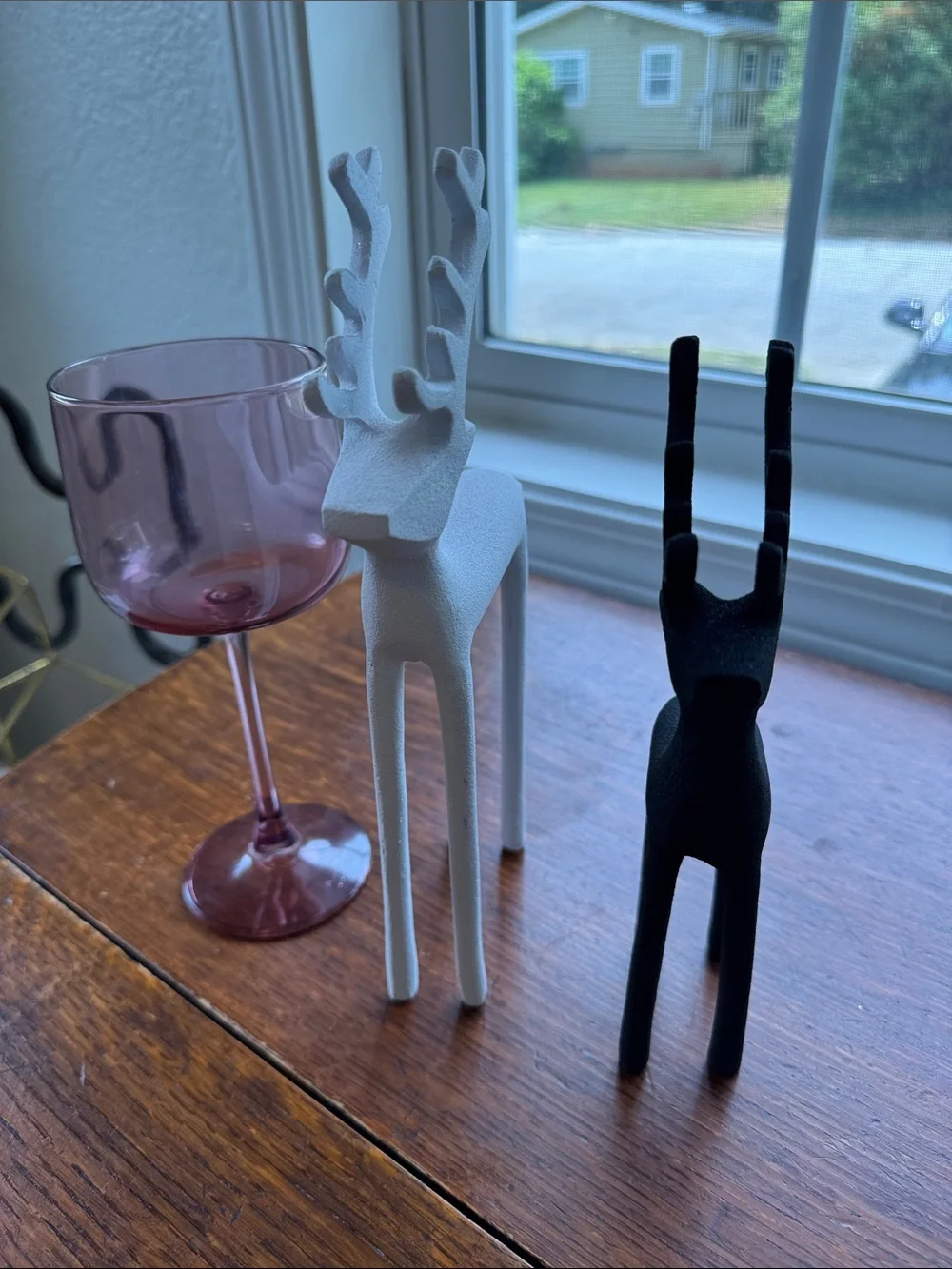 Set of Crate and Barrel White and Black Metal Reindeer